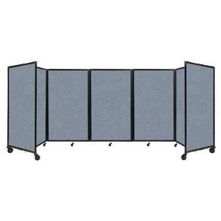 Versare Room Divider 360 Folding Portable Partition 14" x 5' Powder Blue Fabric 1160504